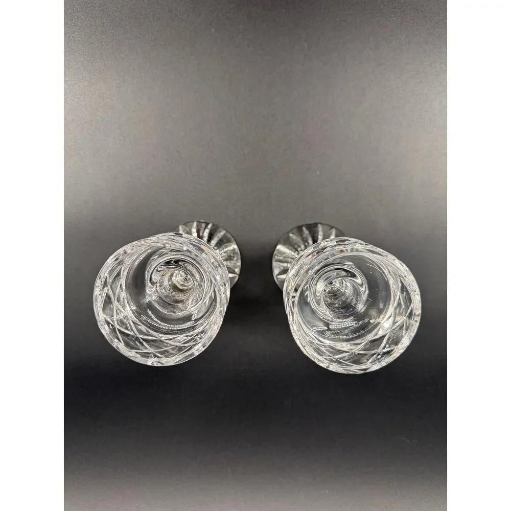 Vintage Block Crystal Candlestick Holders Set of 2 6